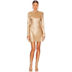 Cult Gaia Milla Long Flare Sleeve Mini Dress Champagne Gold Women's Size 8 FLAW